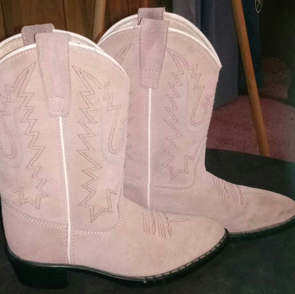 pink suede cowboy boots